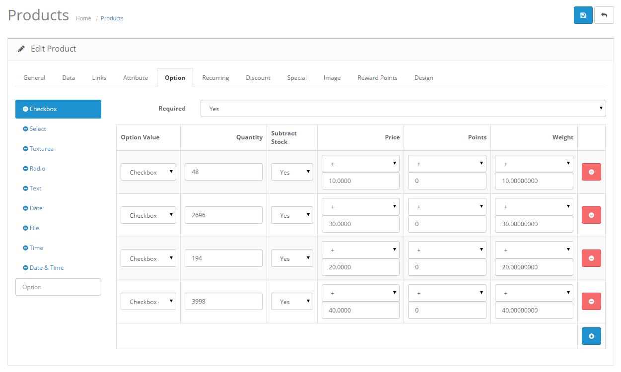 adding option value