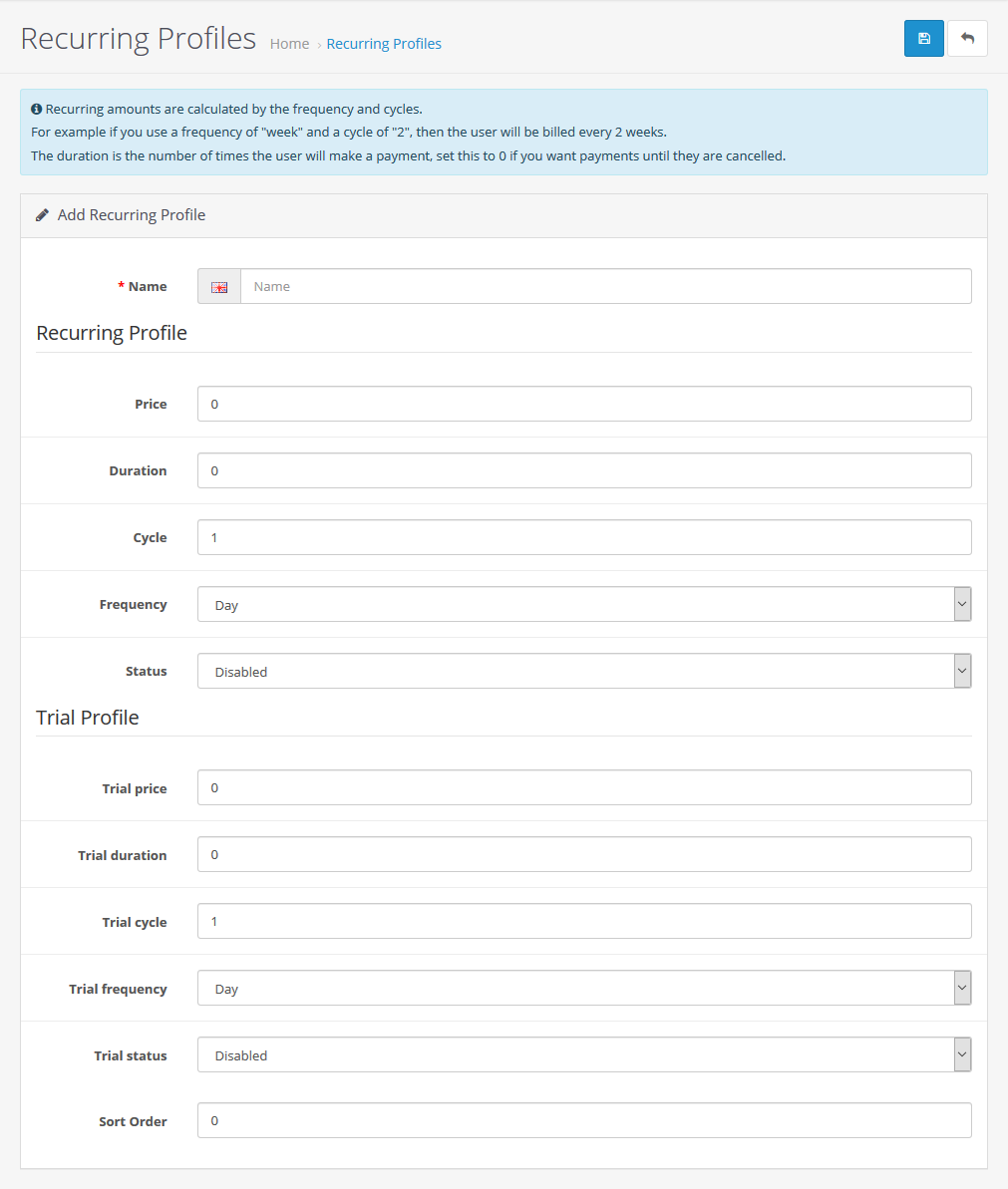 Recurring Profiles Info
