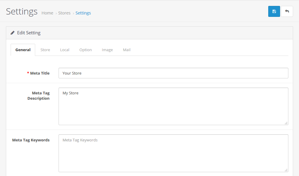 System Setting - General Tag